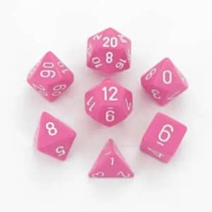 Chessex Polyhedral Opaque PinkWhite Tuotekuva min