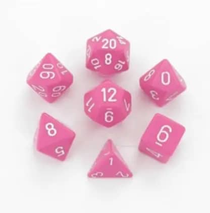 Chessex Polyhedral Opaque PinkWhite Tuotekuva min